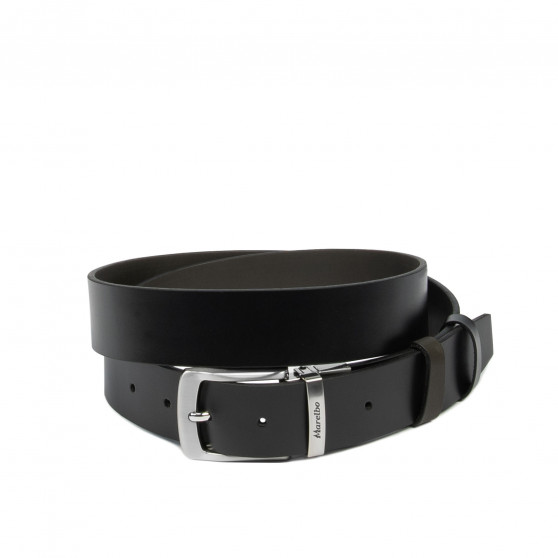 Ceinture homme 71b bicolore noir brillant+café
