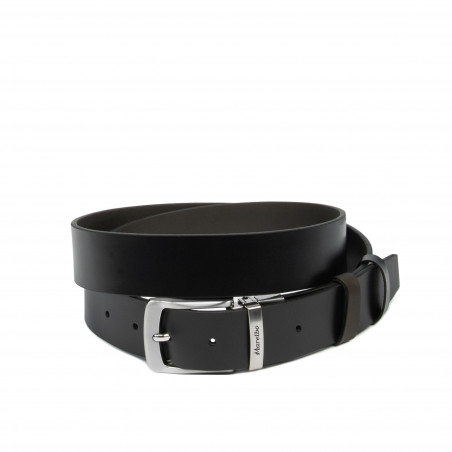 Ceinture homme 71b bicolore noir brillant+café