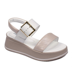 Sandales femme 5107 beige nacré combiné