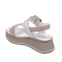 Sandales femme 5107 beige nacré combiné