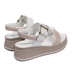 Sandales femme 5107 beige nacré combiné