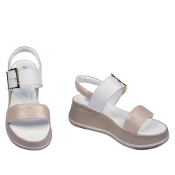 Sandales femme 5107 beige nacré combiné