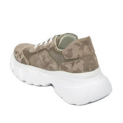 Baskets femme 6053 cappuccino camouflage combiné