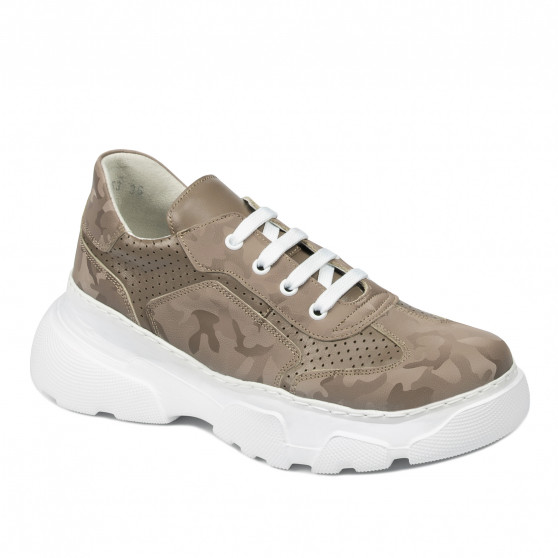 Baskets femme 6053 cappuccino camouflage combiné