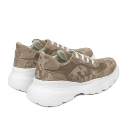 Baskets femme 6053 cappuccino camouflage combiné
