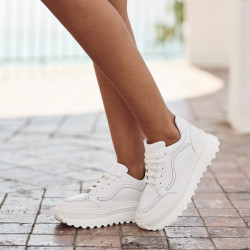 Baskets femme 6074 blanc combiné lifestyle