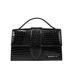 Sac à main pour femme à bandoulière 028g 01 croco verni noir