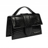 Sac à main pour femme à bandoulière 028g 01 croco verni noir