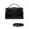 Sac à main pour femme à bandoulière 028g 01 croco verni noir