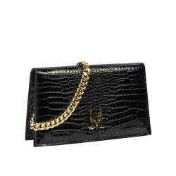 Sac à main femme bandoulière 029g croco vernis noir