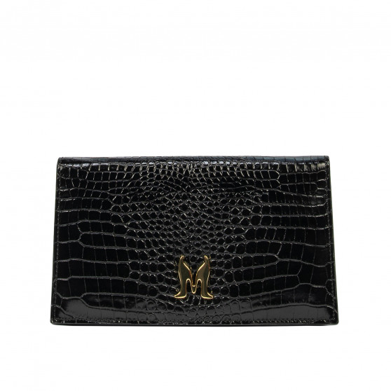 Sac à main femme bandoulière 029g croco vernis noir