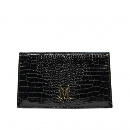 Sac à main femme bandoulière 029g croco vernis noir