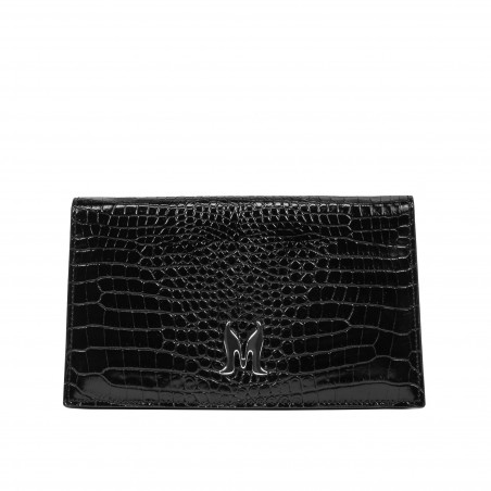 Sac à main pour femme à bandoulière 029g 01 croco vernis noir