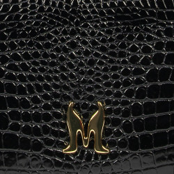 Sac à main femme bandoulière 029g croco vernis noir