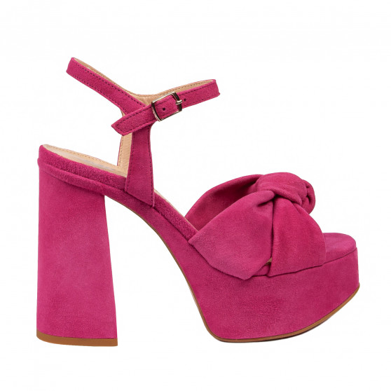 Sandales femme 1310 rose velours 01