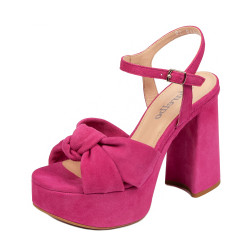 Sandales femme 1310 rose velours 01