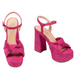 Sandales femme 1310 rose velours 01