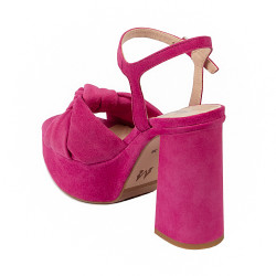 Sandales femme 1310 rose velours 01