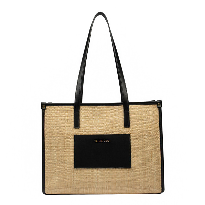 Sac de plage femme 031g raphia combiné