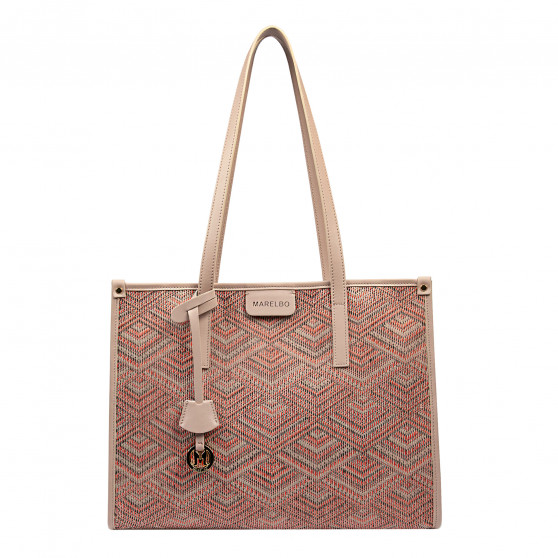 Sac de plage pour femme 031-1g motif rose combiné+beige Sac de plage pour femme 031-1g motif rose combiné+beige