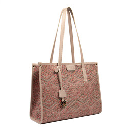 Sac de plage pour femme 031-1g motif rose combiné+beige