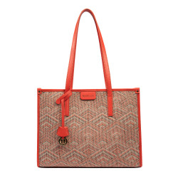 Sac de plage femme 031-1g motif rose combiné+orange
