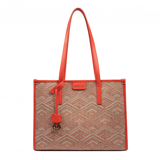 Sac de plage femme 031-1g motif rose combiné+orange Sac de plage femme 031-1g motif rose combiné+orange