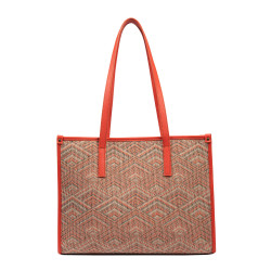Sac de plage femme 031-1g motif rose combiné+orange