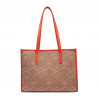 Sac de plage femme 031-1g motif rose combiné+orange