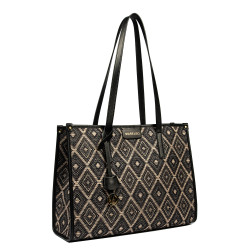 Sac de plage femme 031-1g motif noir combiné