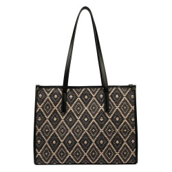Sac de plage femme 031-1g motif noir combiné