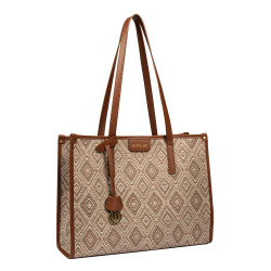 Sac de plage femme 031-1g motif marron combiné