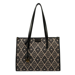 Sac de plage femme 031-1g motif noir combiné