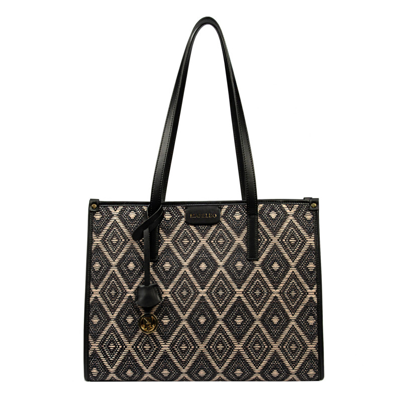 Sac de plage femme 031-1g motif noir combiné