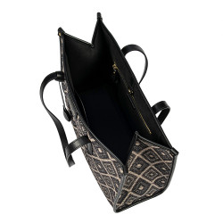 Sac de plage femme 031-1g motif noir combiné