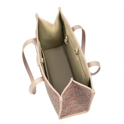 Sac de plage pour femme 031-1g motif rose combiné+beige