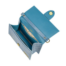 Sac à main femme bandoulière 028g croco bleu