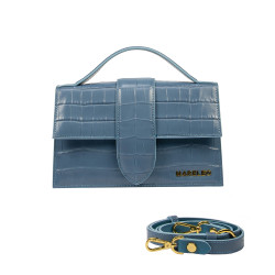 Sac à main femme bandoulière 028g croco bleu