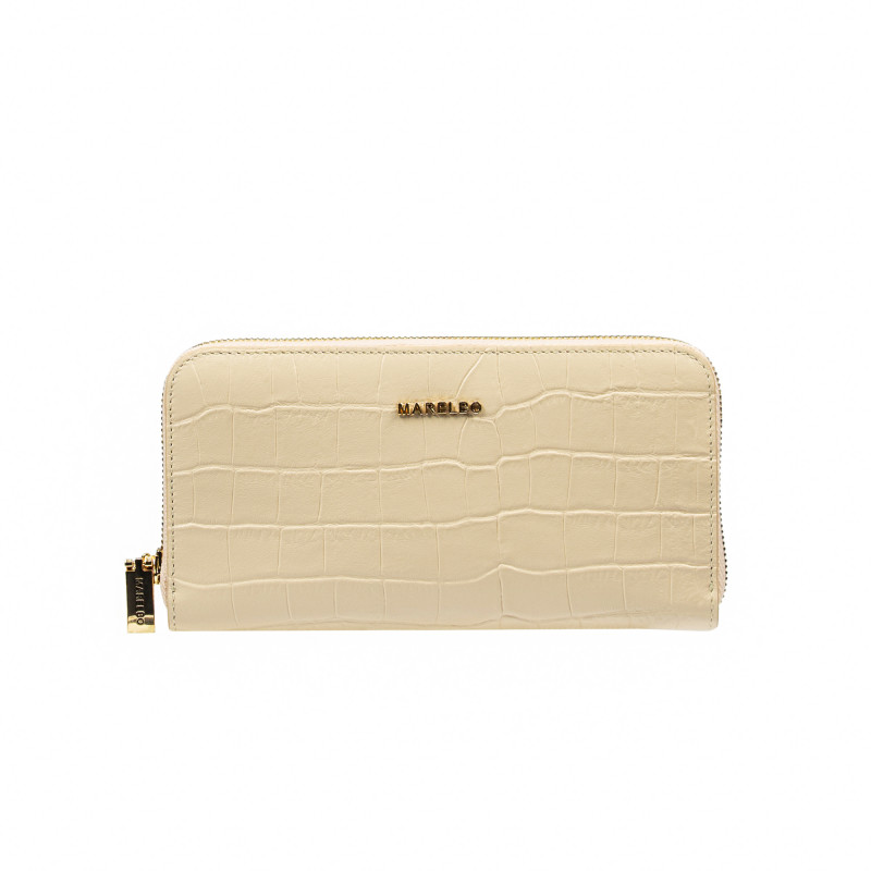 Portefeuille femme 201g croco crème