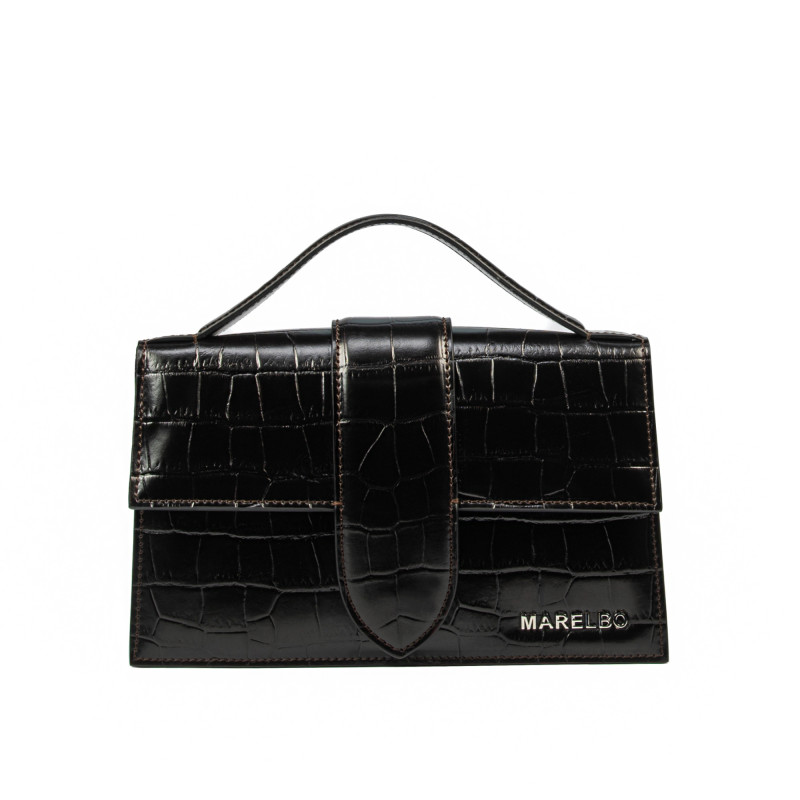 Sac à main pour femme 028g 01 croco marron foncé