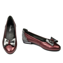 Ballerines femme 6014 bordeaux nacré combiné