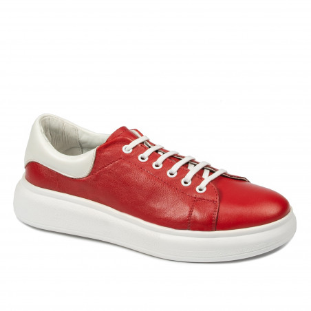 Baskets femme 6008 rouge combiné