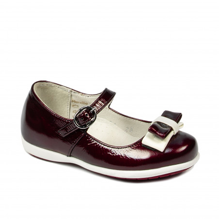 Chaussures enfants petits 51c vernis bordeaux+blanc