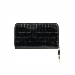 Portefeuille femme 204g croco noir