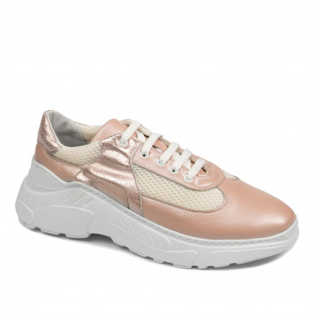 Baskets femme 6015 poudre nacré combiné