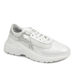 Baskets femme 6015 blanc nacré combiné.