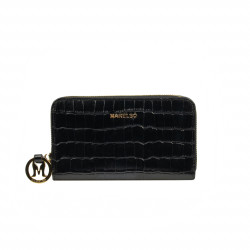 Portefeuille femme 204g croco noir