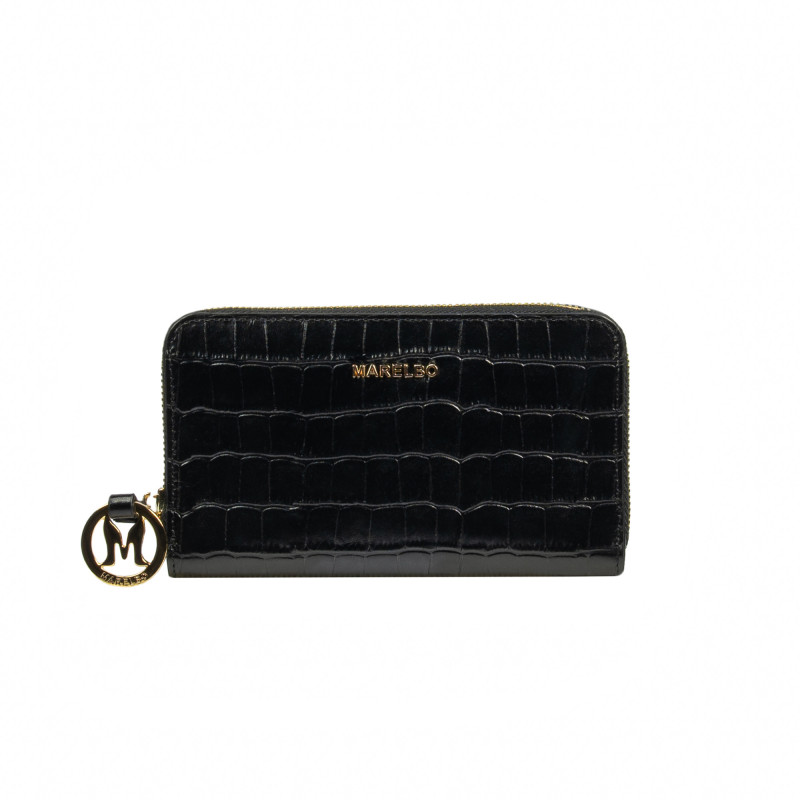 Portefeuille femme 204g croco noir