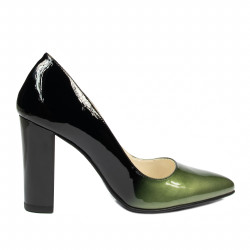 Chaussures élégantes femme 1261 vernis vert+noir