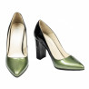 Chaussures élégantes femme 1261 vernis vert+noir